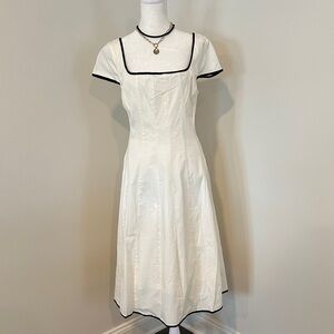 Bagatelle Elegant White Dress with Black Trim